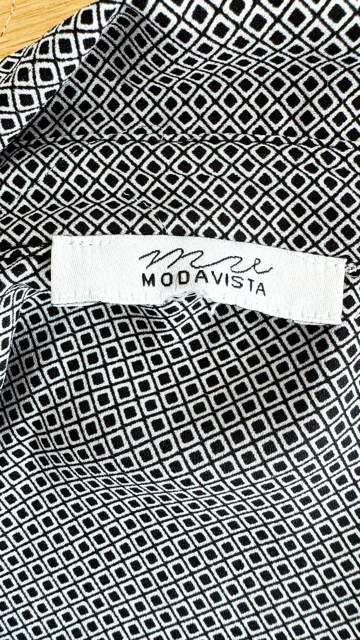 Blouse noire et blanche Modavista imprimé graphique manches longues taille XL fluide