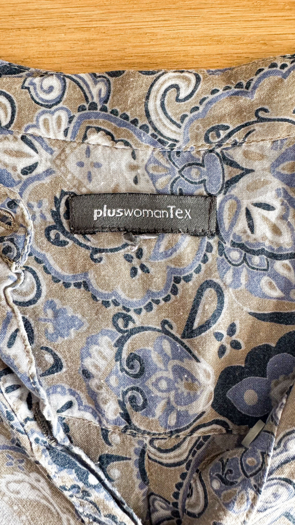 Blouse grande taille PlusWomanTex imprimé bohème beige bleu fluide manches longues XL