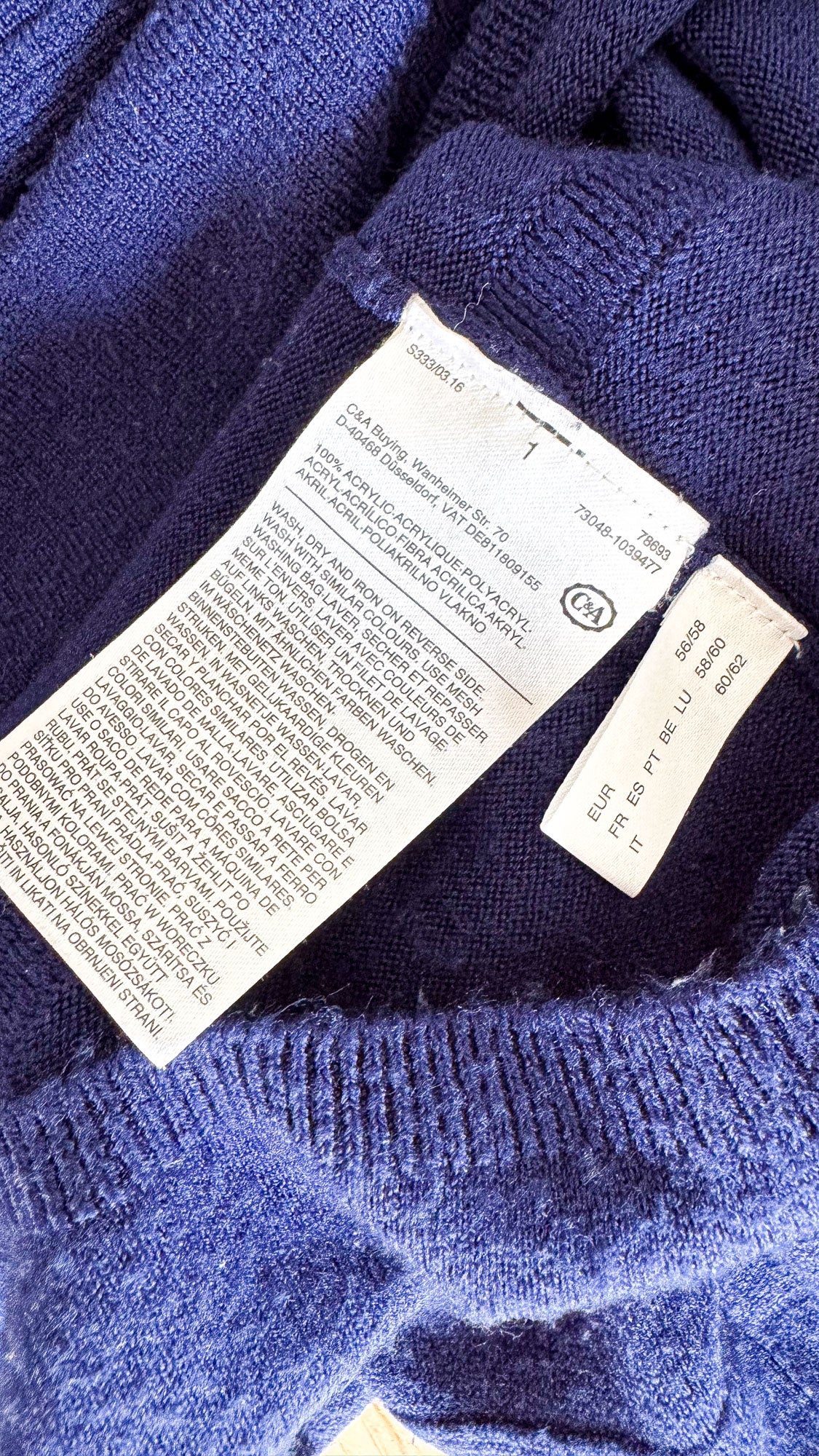 Pull Yessica C&A bleu électrique oversize taille 58/60