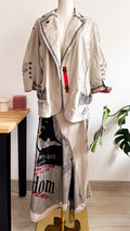 Ensemble veste jupe imprimé portrait sequins - Giani F