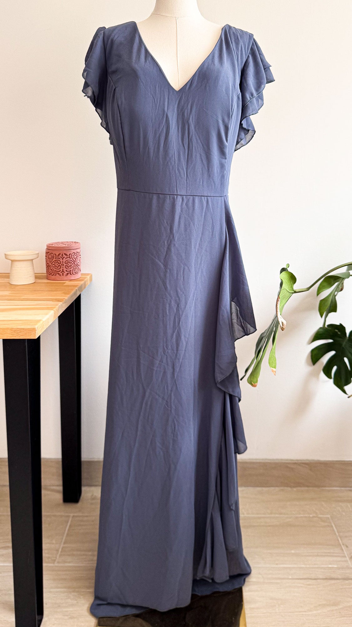 Robe cérémonie longue drapée bleu 4XL - Shein Curve