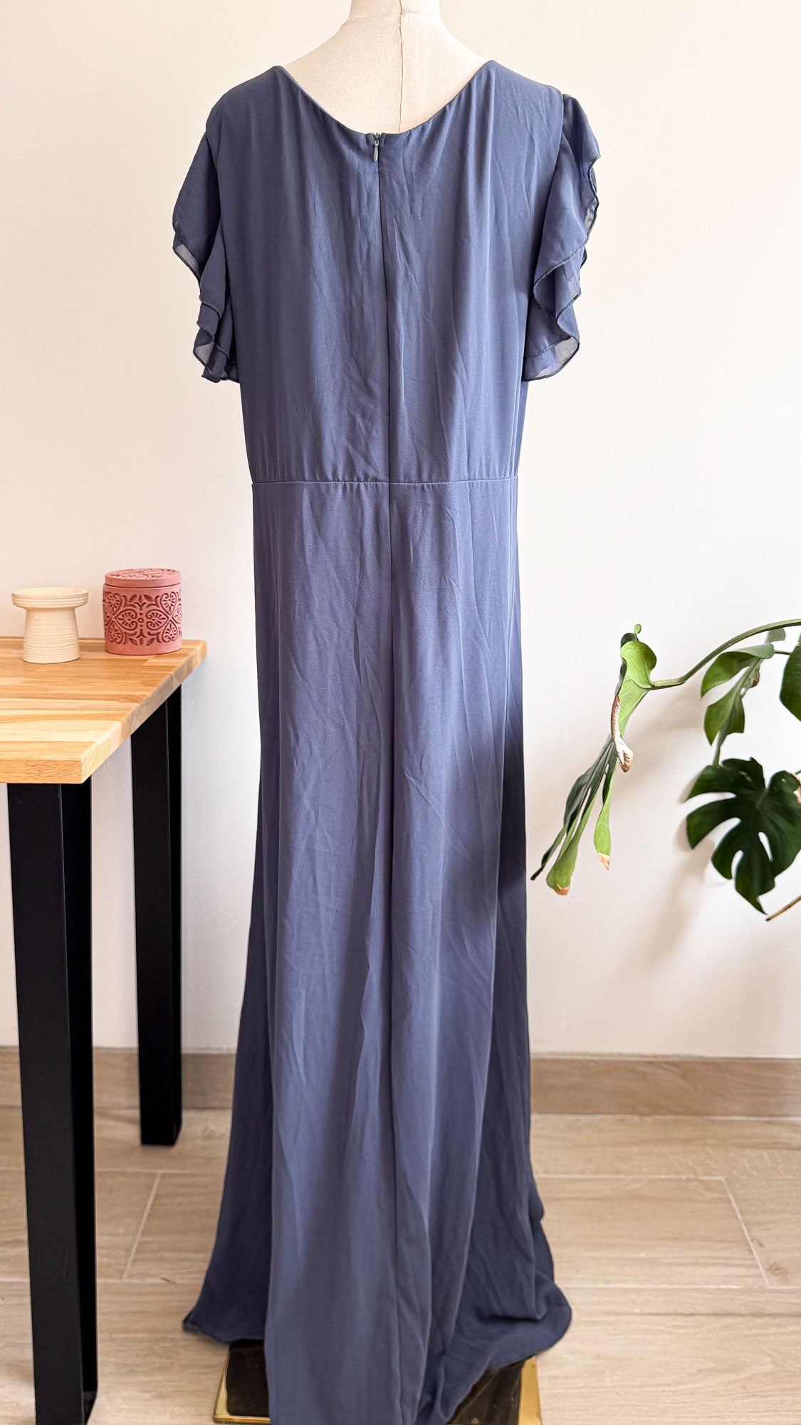 Robe cérémonie longue drapée bleu 4XL - Shein Curve