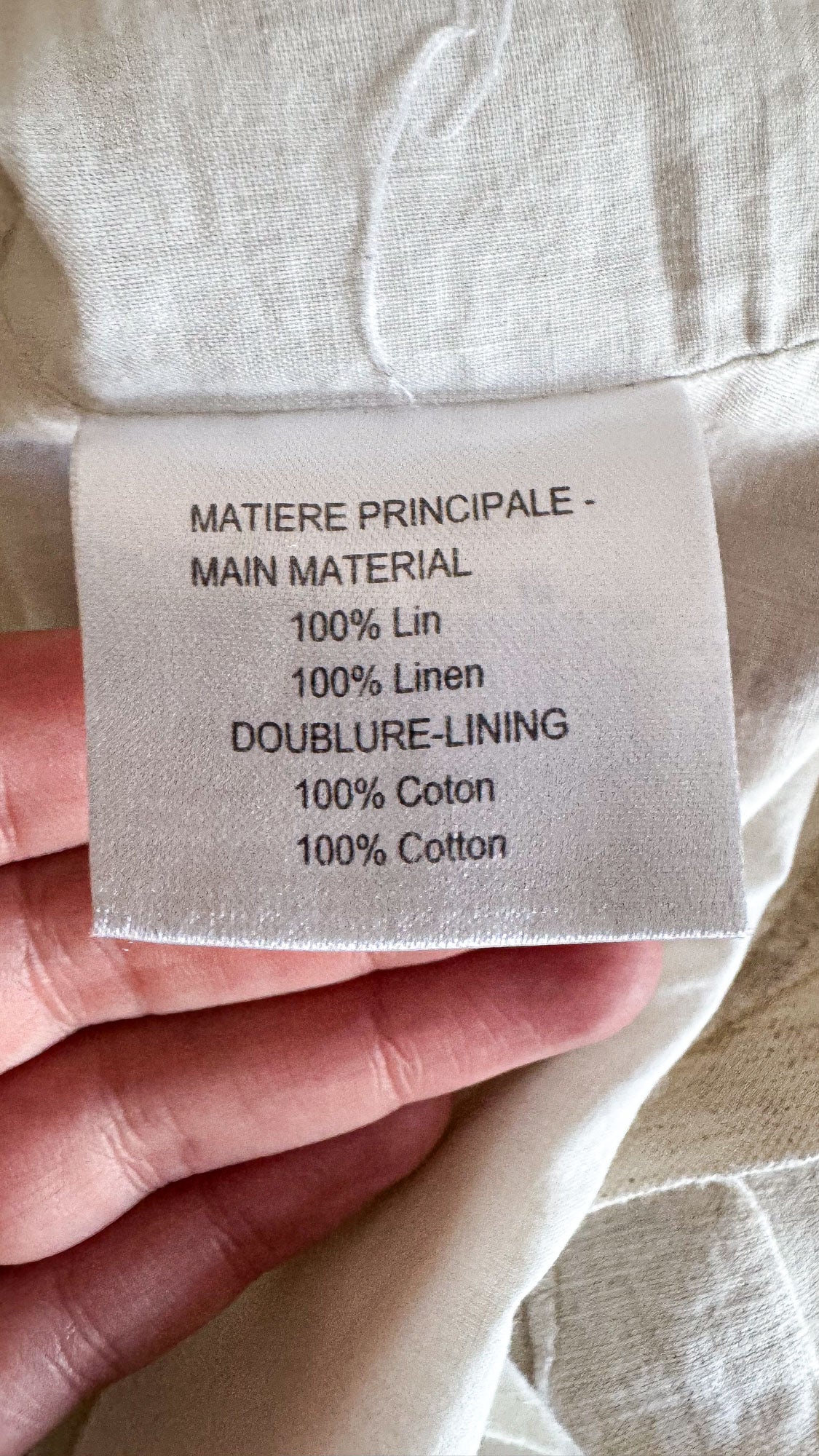 Robe lin perles bois col V 40 - Burton of London