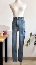 Jean skinny bleu taille haute passant à recoudre 36 - Zara