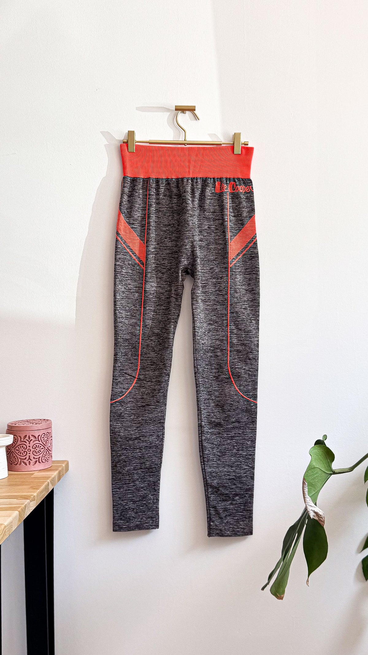 Legging sport gris chiné liserés corail L/XL - Lee Cooper