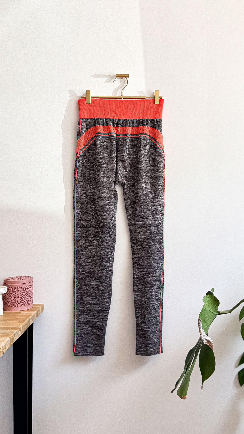 Legging sport gris chiné liserés corail L/XL - Lee Cooper