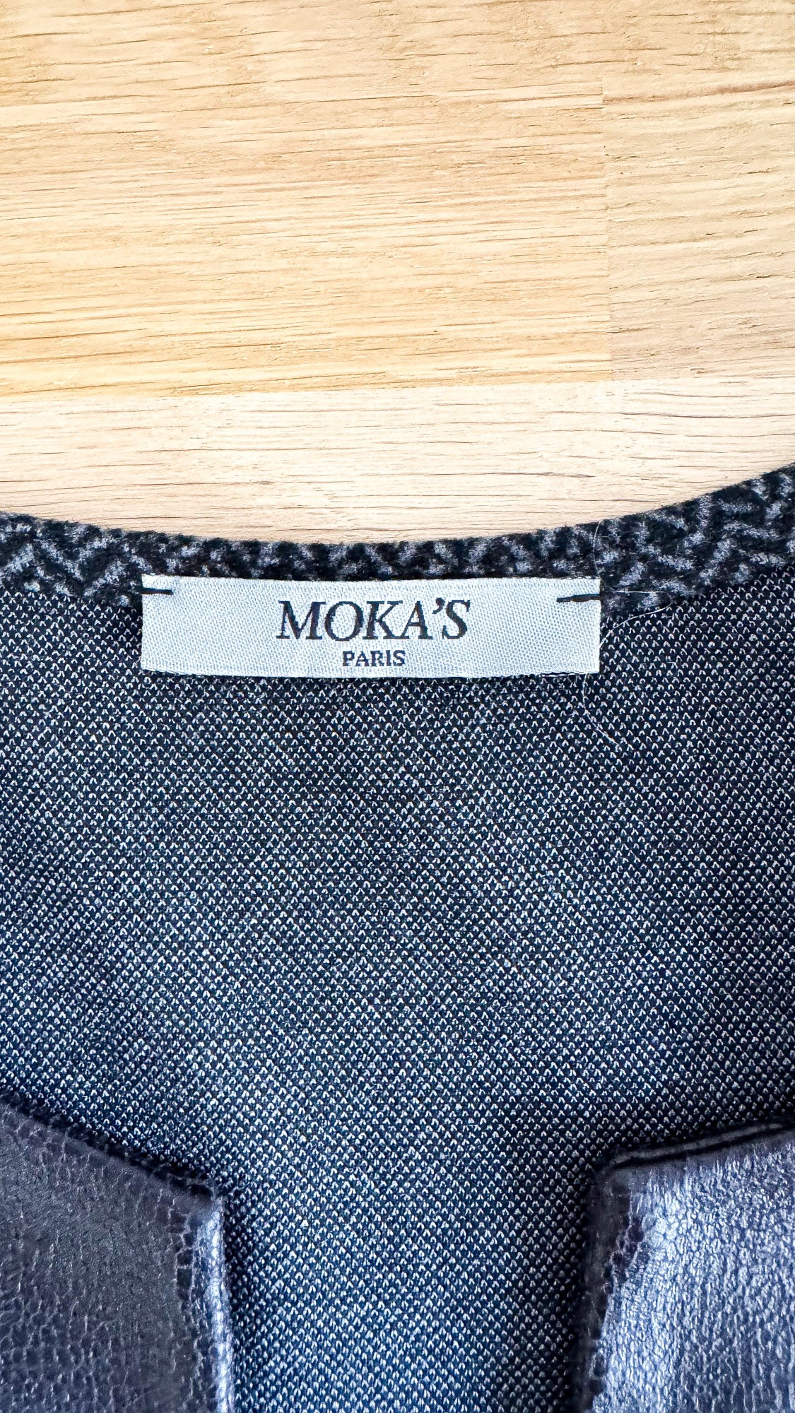 Robe chevron col cuir poches L - Moka's Paris