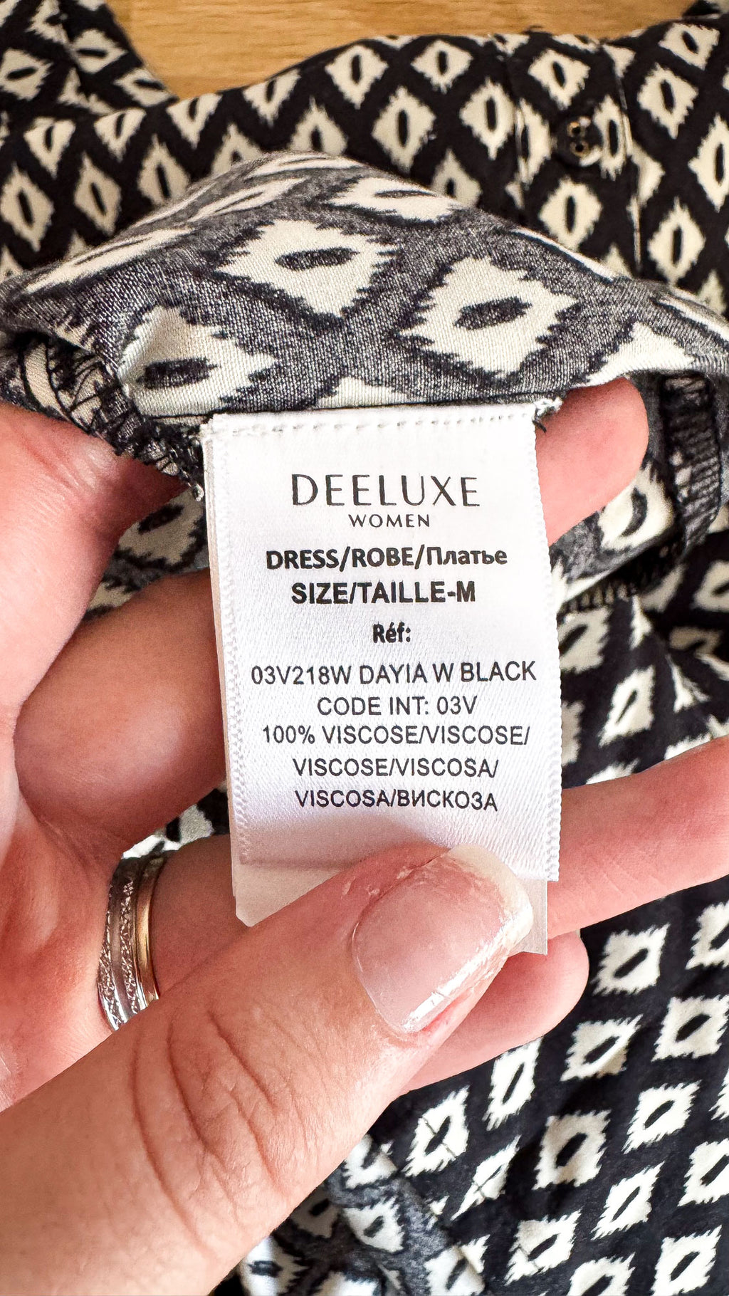 Robe longue motif ikat manches longues M - Deeluxe
