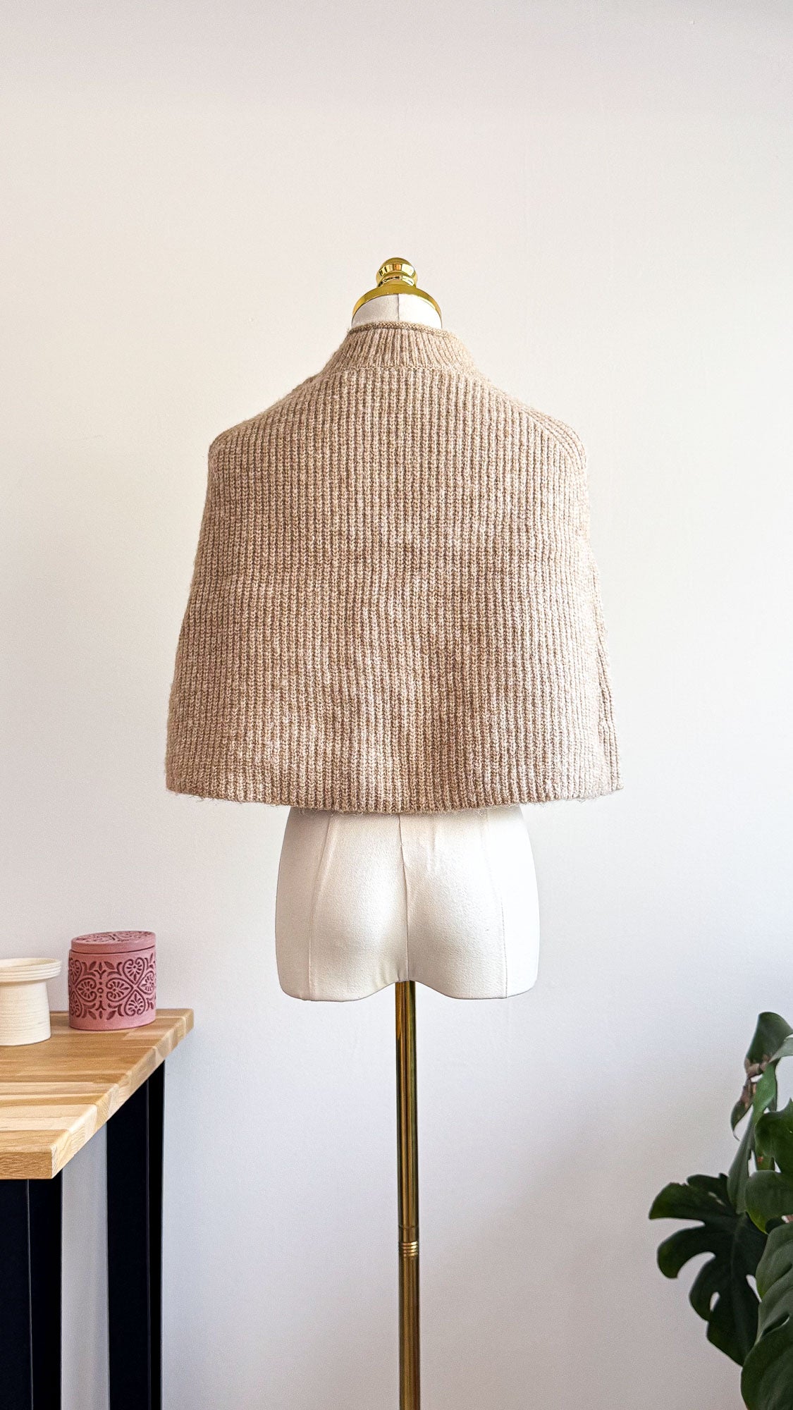 Poncho Zara beige col montant M laine alpaga voir neuf