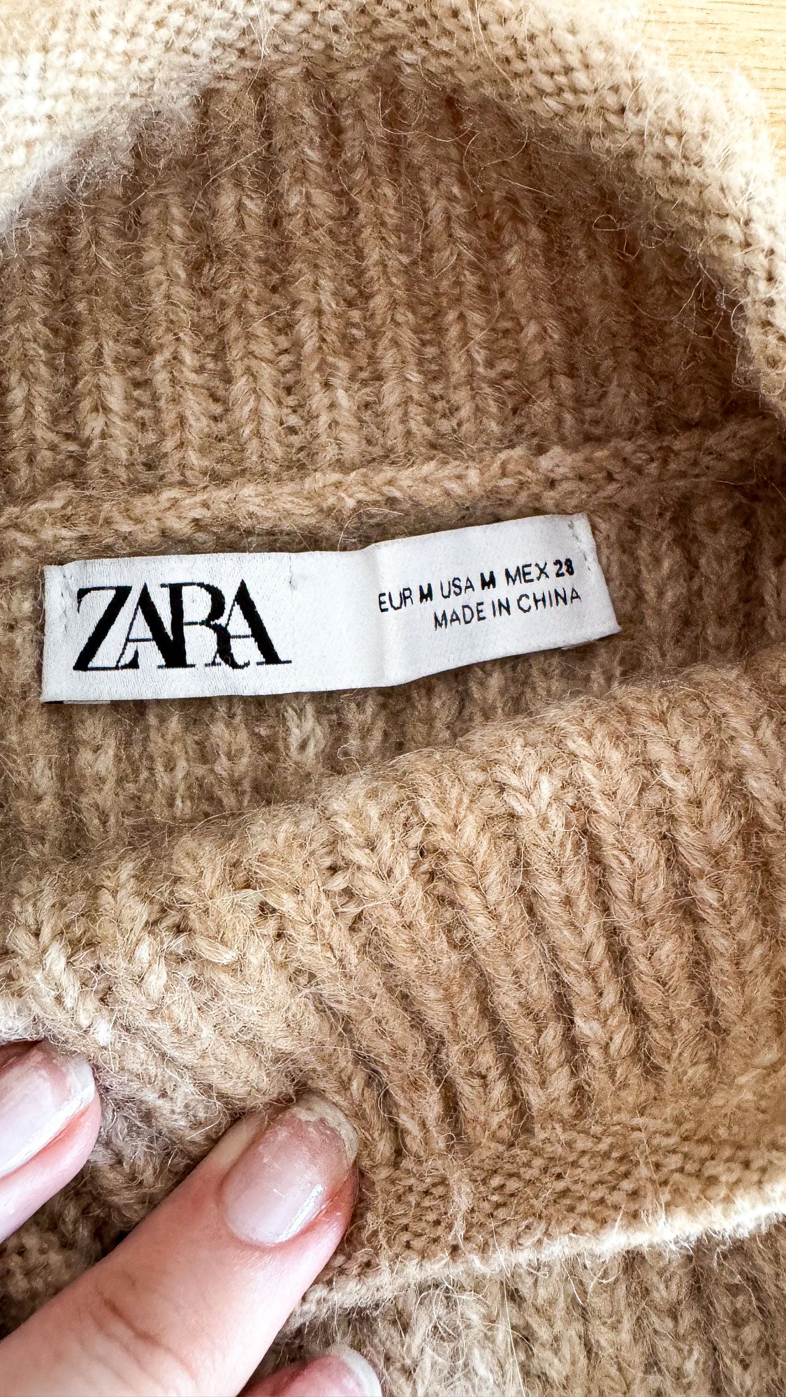 Poncho Zara beige col montant M laine alpaga voir neuf