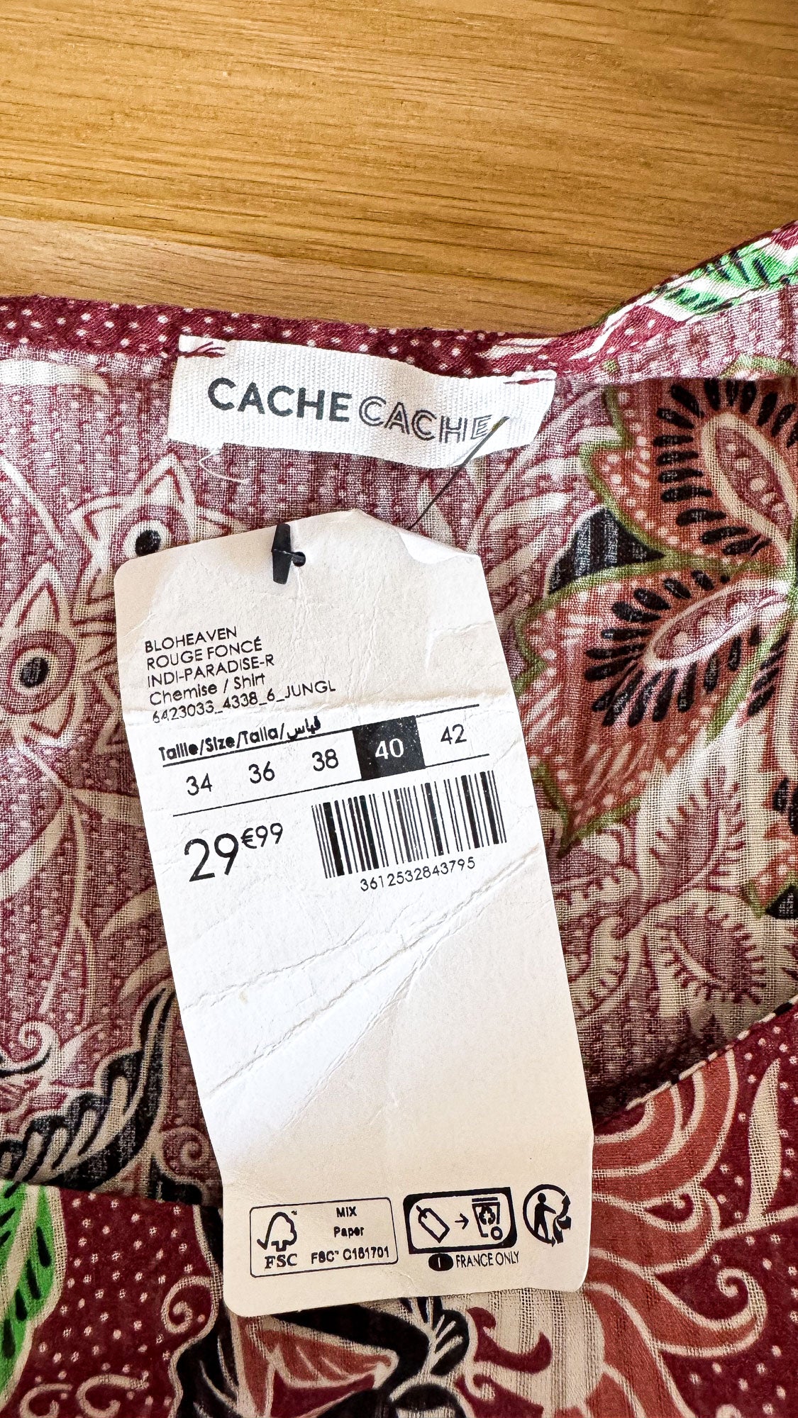 Blouse Cache Cache Bloheaven rouge T40 neuve étiquette