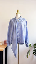 Chemise Pimkie rayée bleue L oversize neuve col lavallière