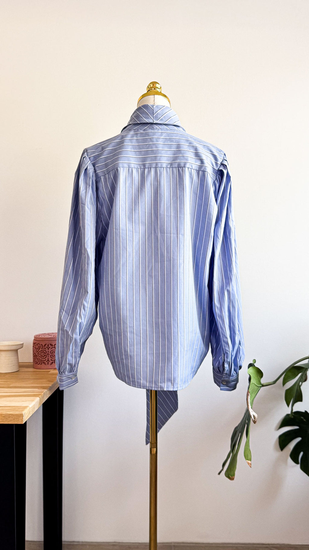 Chemise Pimkie rayée bleue L oversize neuve col lavallière