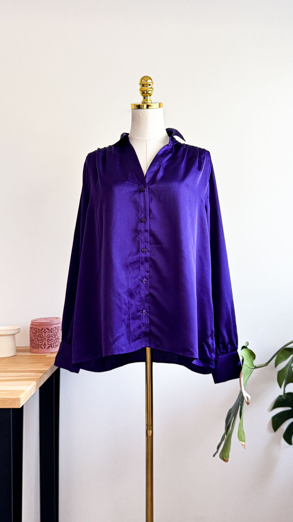Chemise Etam Eolya violette L satin neuve