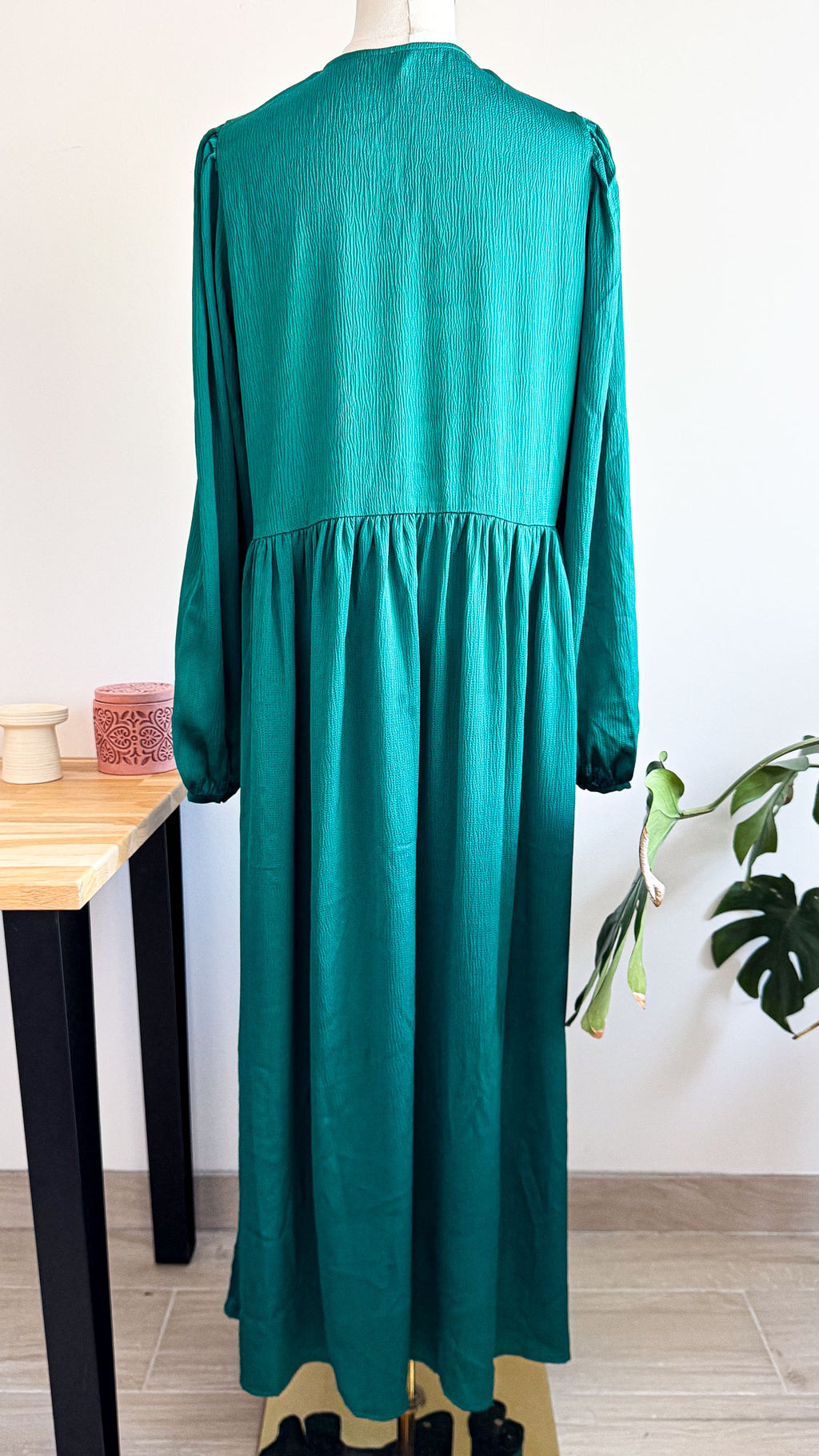 Robe longue chemise verte boutonnée 40 - La Redoute