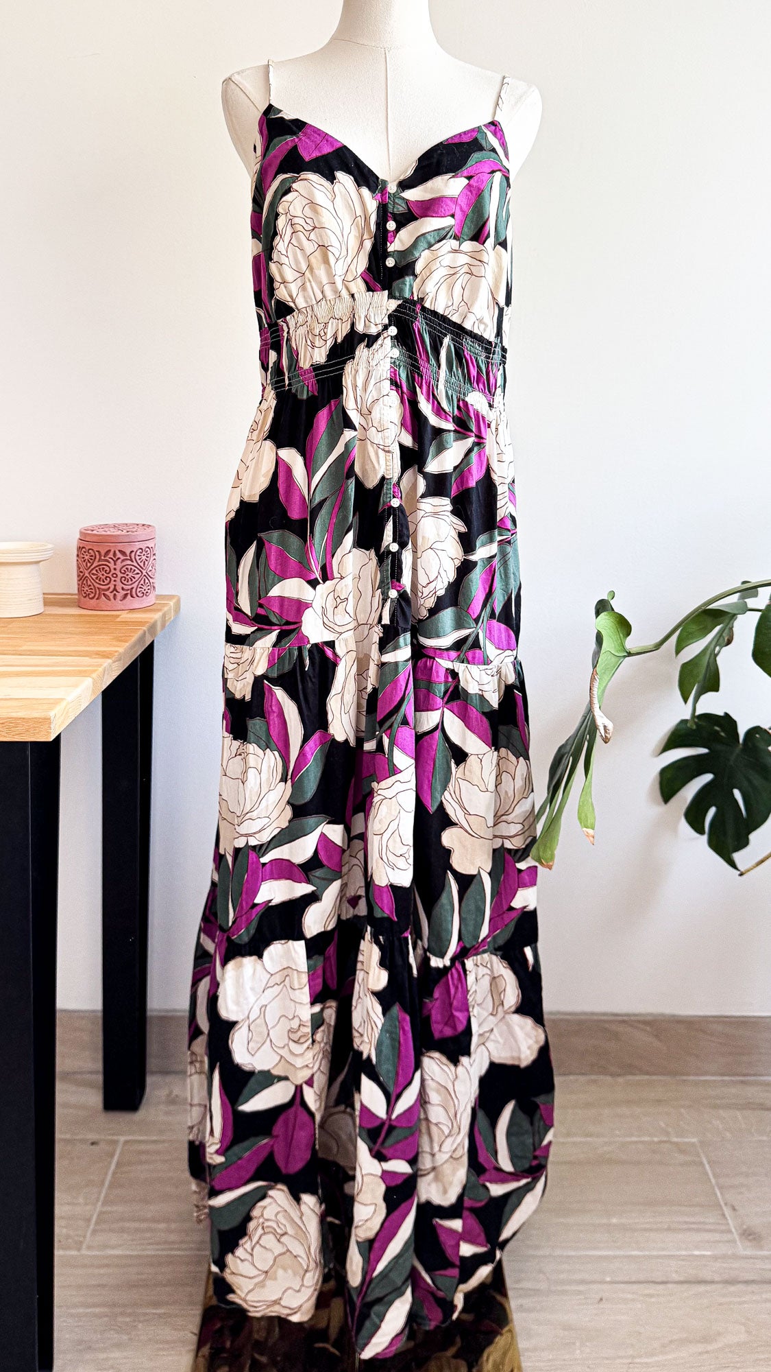 Robe longue fleurs géantes bretelles fines L - Gap