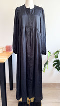 Robe longue chemise noire boutonnée 40 - La Redoute