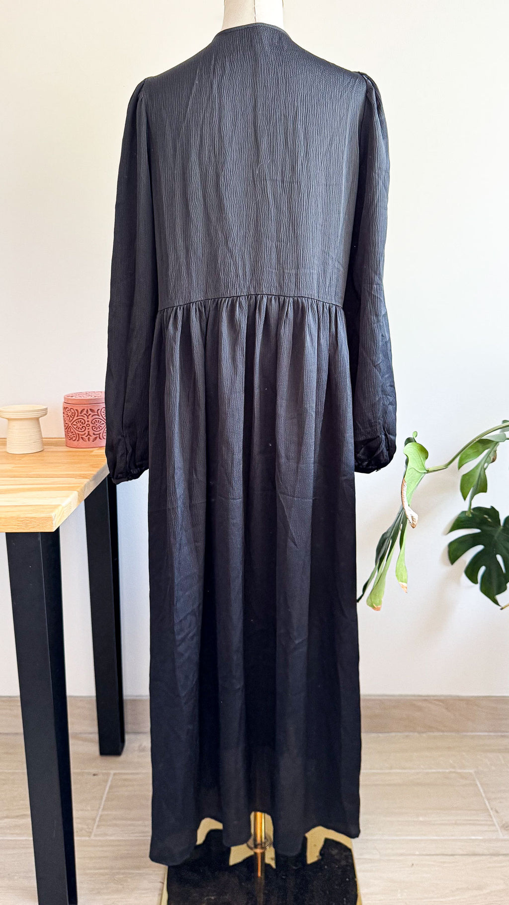 Robe longue chemise noire boutonnée 40 - La Redoute