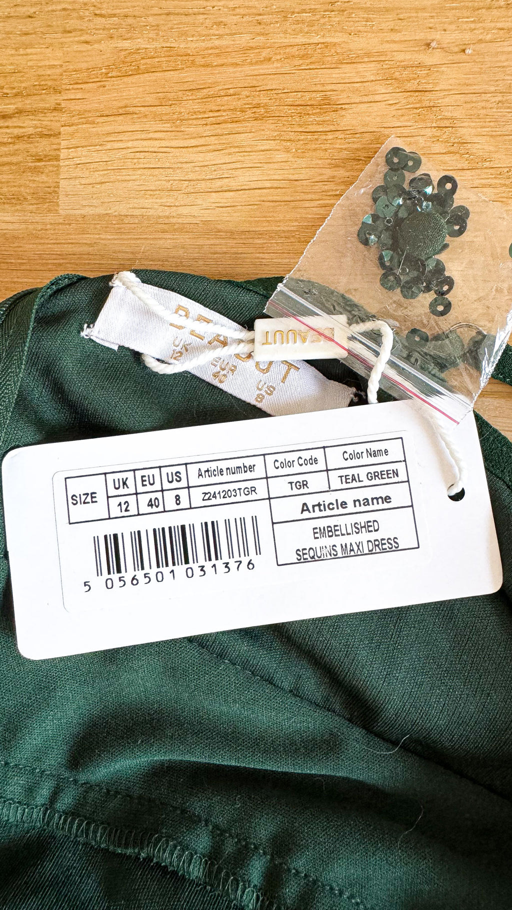 Robe cérémonie sequins voile vert 40 - Beauut
