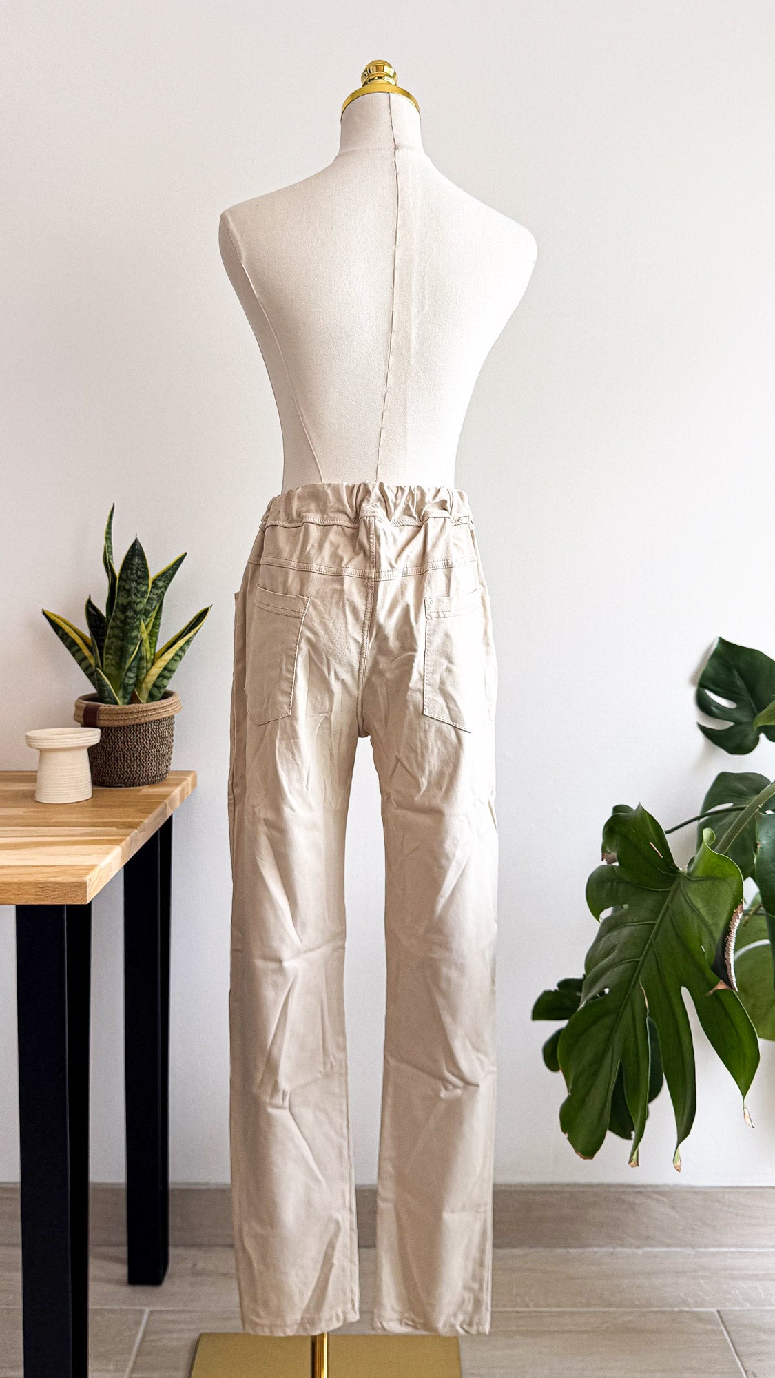 Pantalon beige écru Luck & Cie taille unique stretch Made Italy