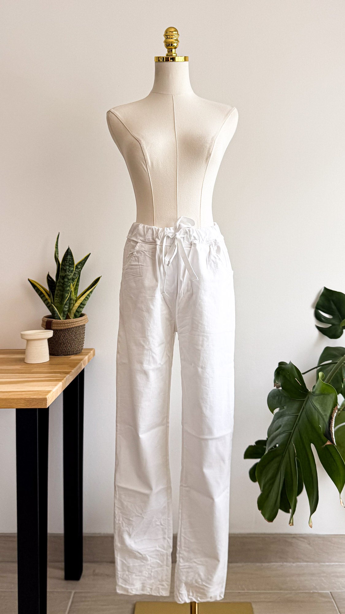 Pantalon blanc Luck & Cie taille unique stretch Made Italy été