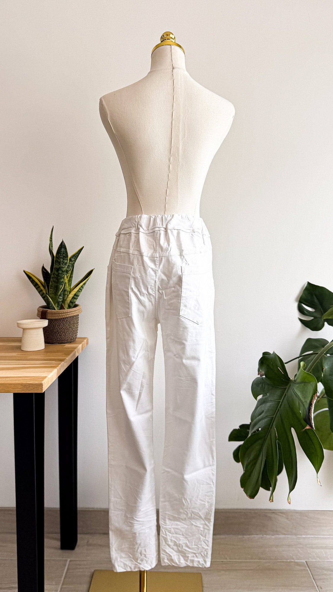 Pantalon blanc Luck & Cie taille unique stretch Made Italy été