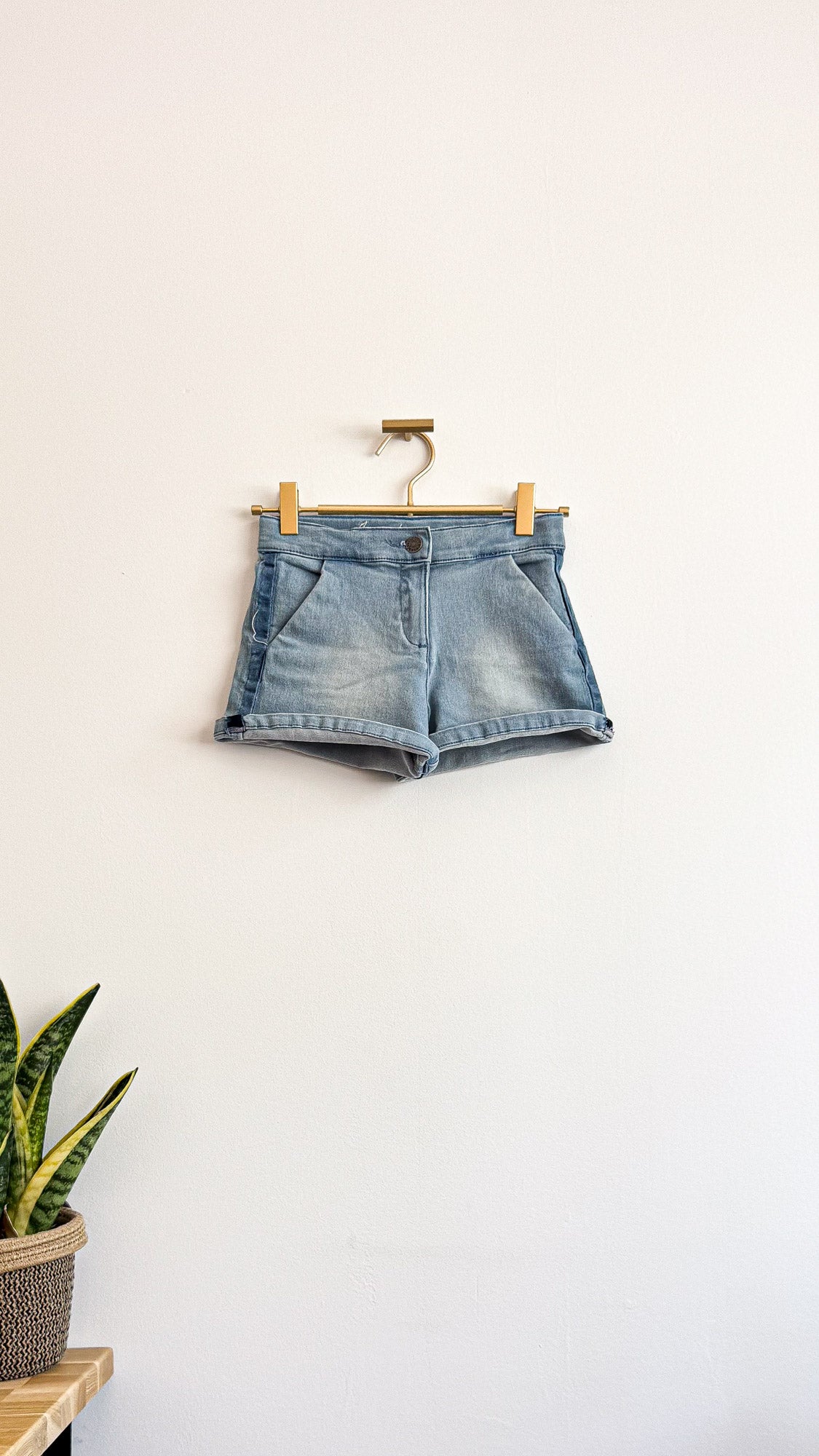 Short jean Boboli fille 6 ans 116cm bleu clair revers été
