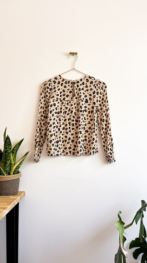 Blouse léopard Kiabi fille 10 ans beige viscose manches longues