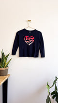 T-shirt ML La Halle fille 8 ans marine imprimé Love cœur