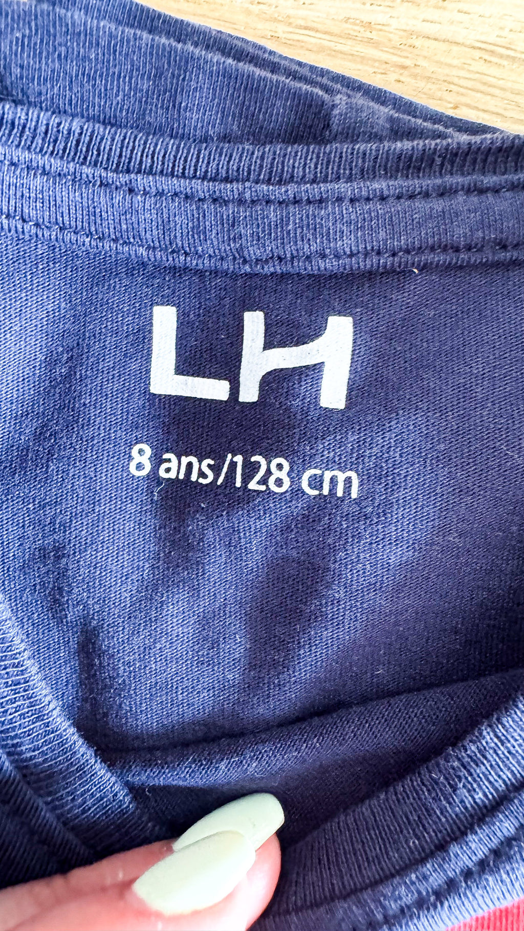 T-shirt ML La Halle fille 8 ans marine imprimé Love cœur