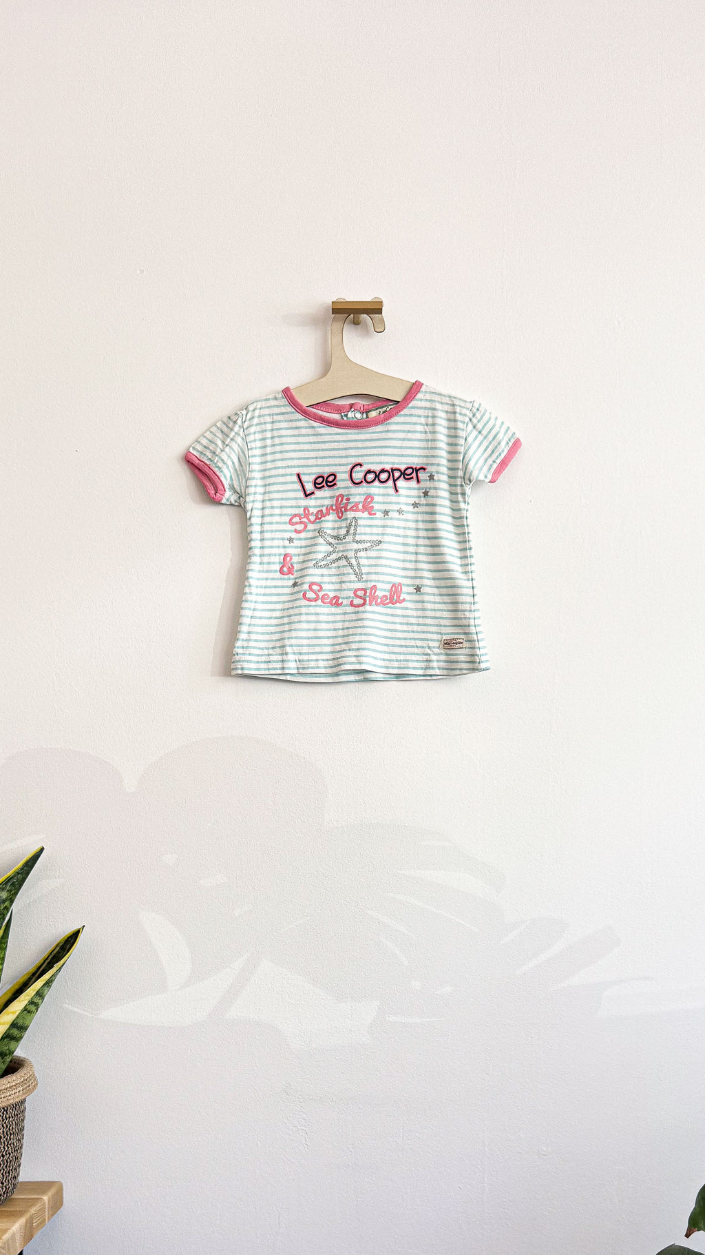 T-shirt bébé fille 6 mois Lee Cooper rayé rose menthe étoile
