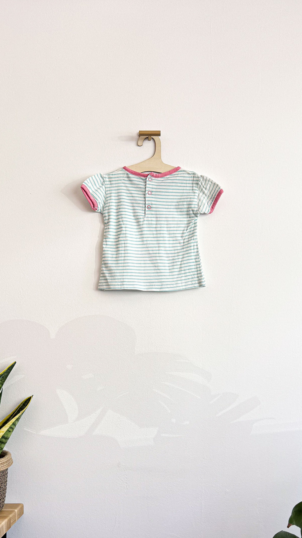 T-shirt bébé fille 6 mois Lee Cooper rayé rose menthe étoile