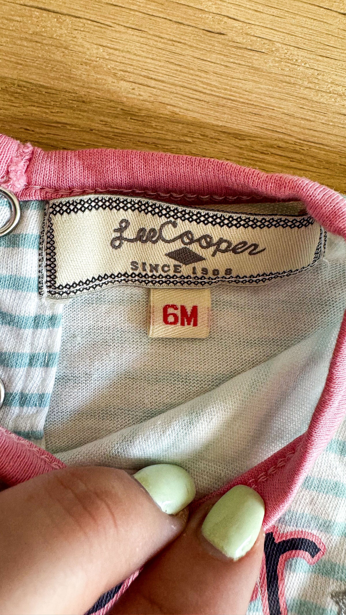 T-shirt bébé fille 6 mois Lee Cooper rayé rose menthe étoile
