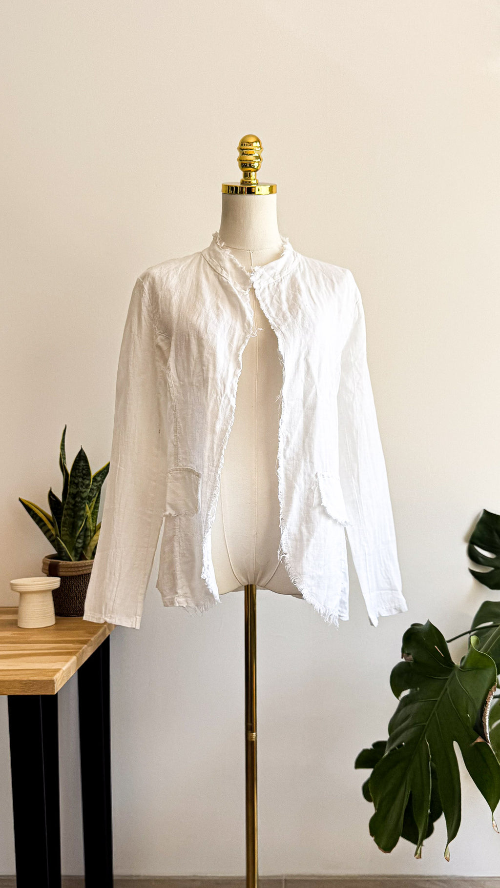 Veste en lin blanc femme style bohème chic effet brut taille M/L
