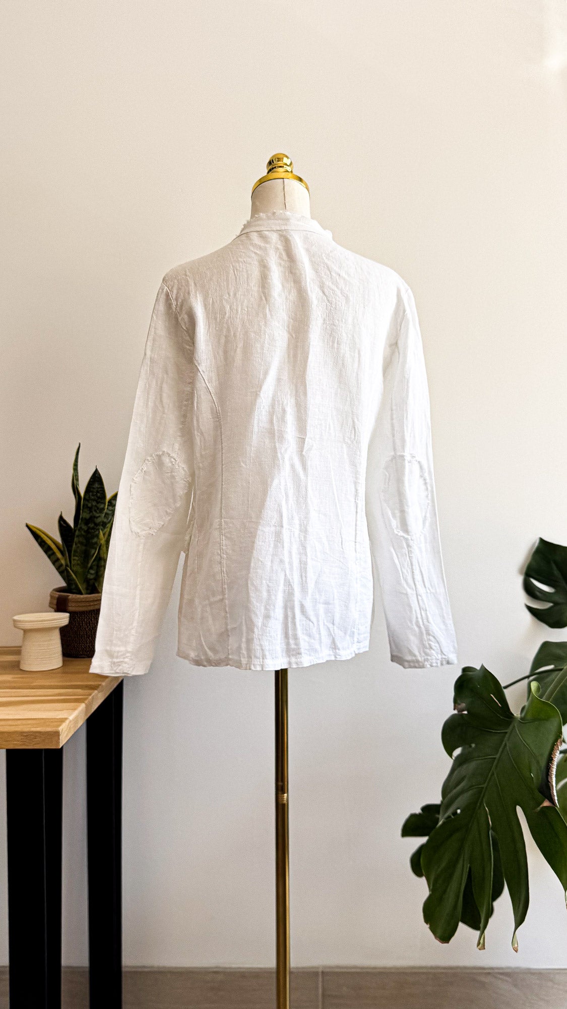 Veste en lin blanc femme style bohème chic effet brut taille M/L