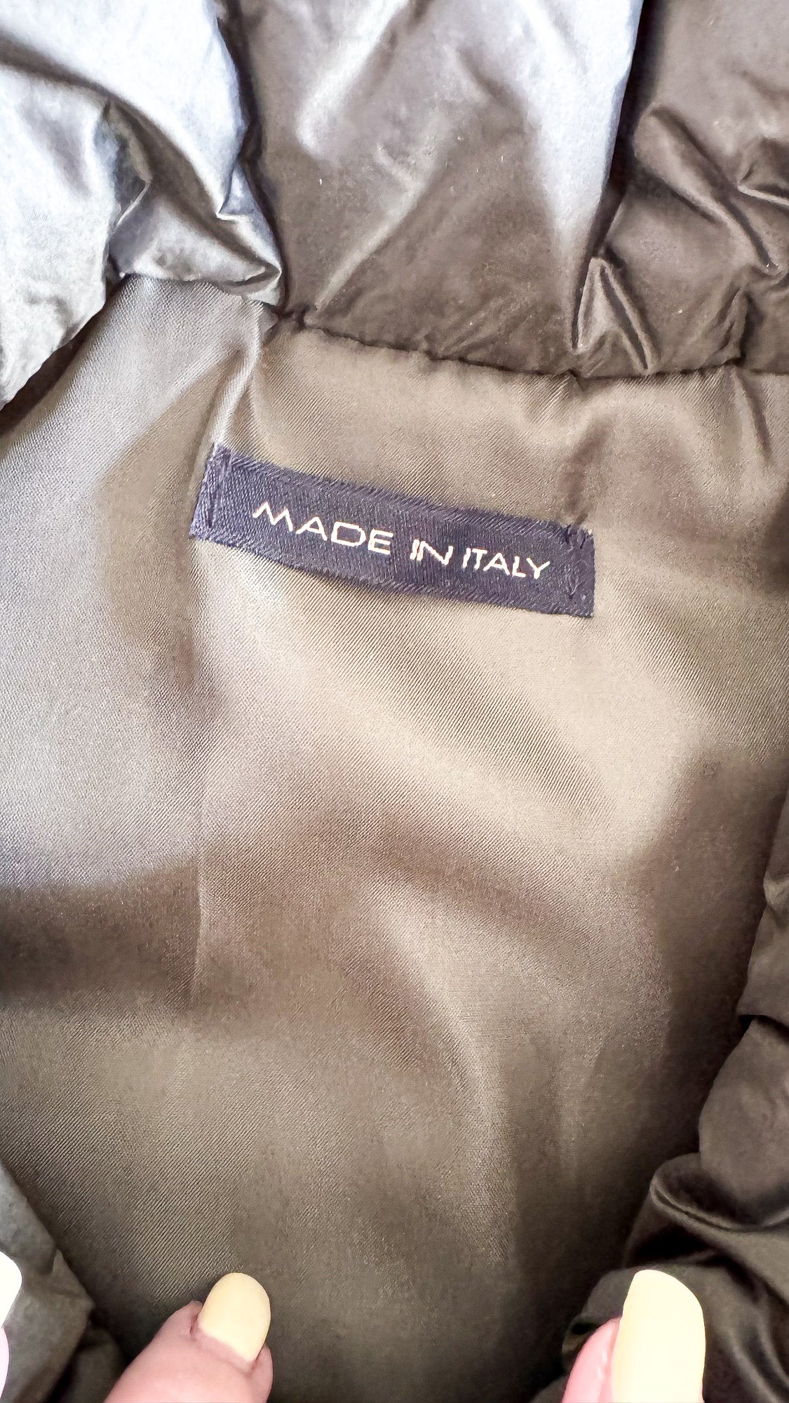 Doudoune sans manches kaki Made in Italy matelassée taille L neuve