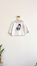 T-shirt ML blanc bouledogue "Woof" 6 mois - Sergent Major