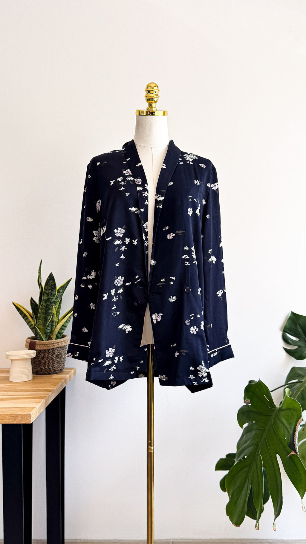 Blazer fluide Grace & Mila bleu marine imprimé fleuri taille L