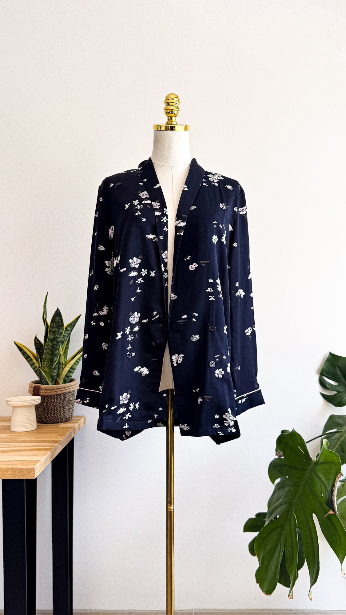 Blazer fluide Grace & Mila bleu marine imprimé fleuri taille L