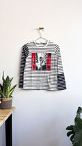 T-shirt ML marinière manche imprimée 10 ans - IKKS