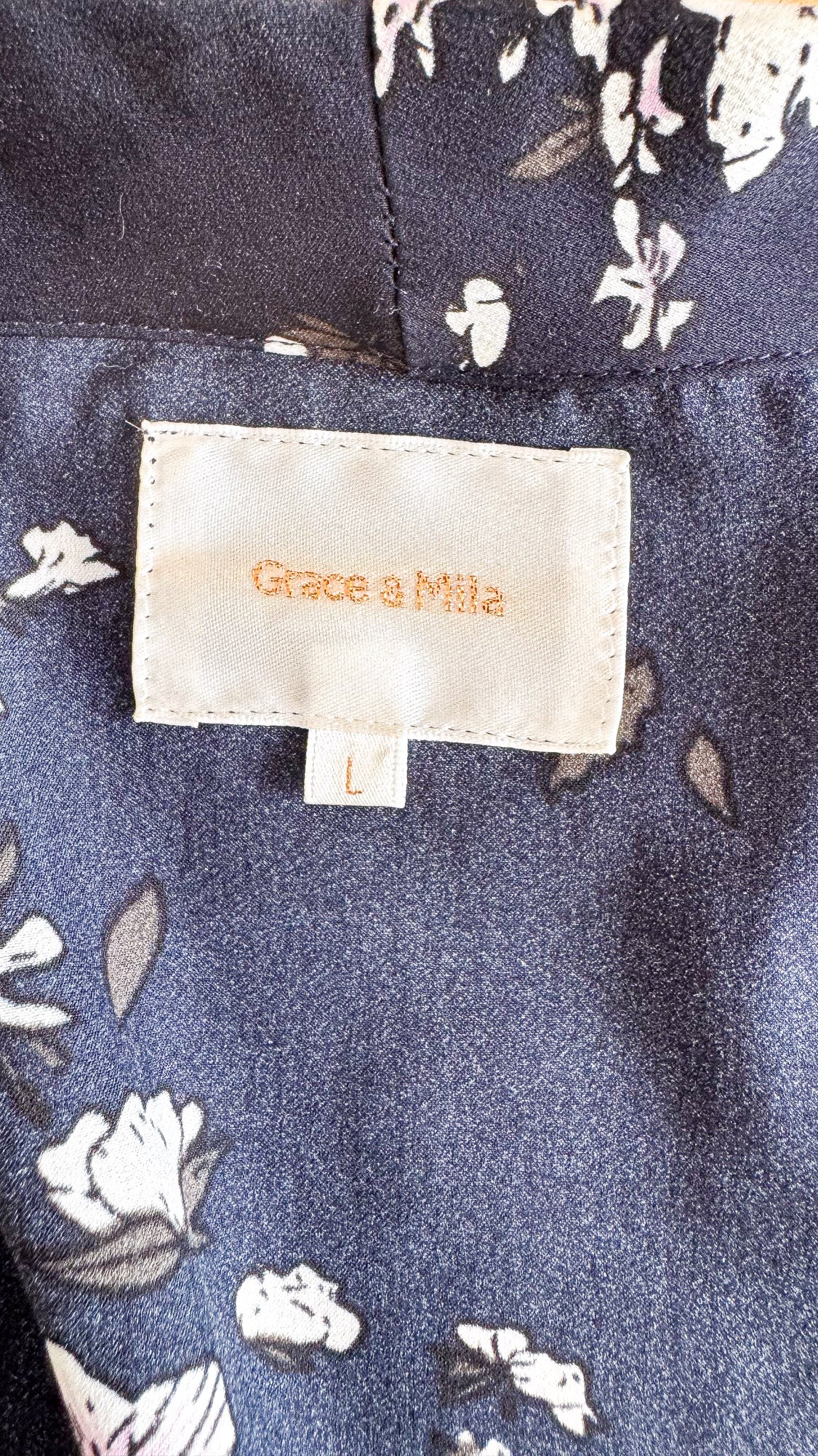 Blazer fluide Grace & Mila bleu marine imprimé fleuri taille L