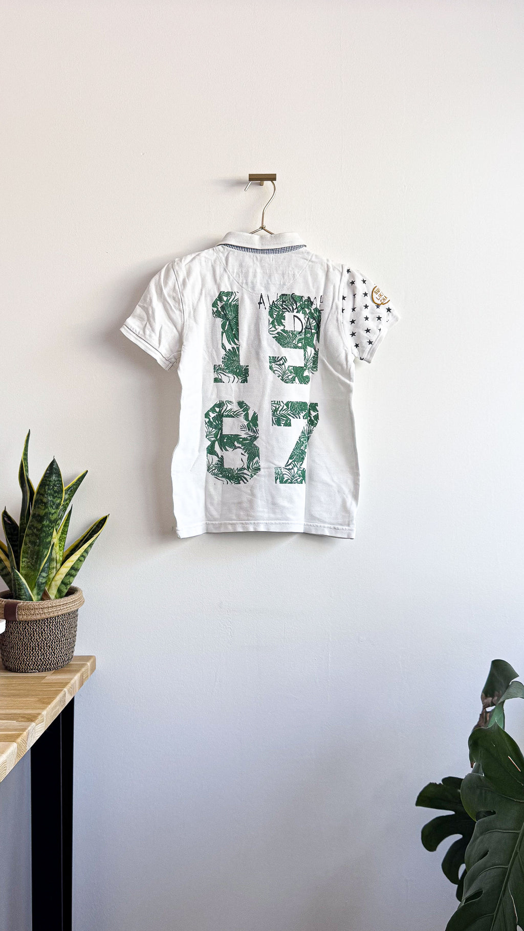 Polo blanc écusson palmiers "1987" 8 ans - IKKS