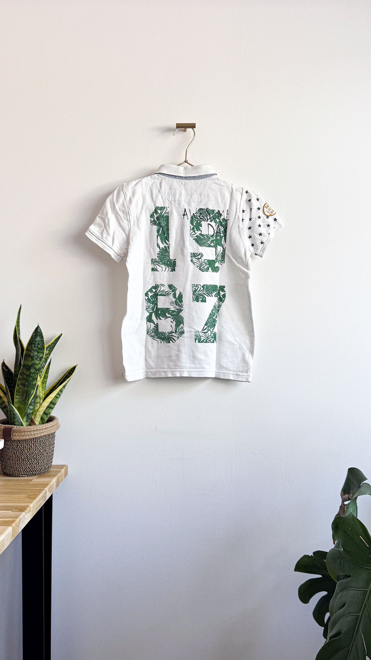 Polo blanc écusson palmiers "1987" 8 ans - IKKS