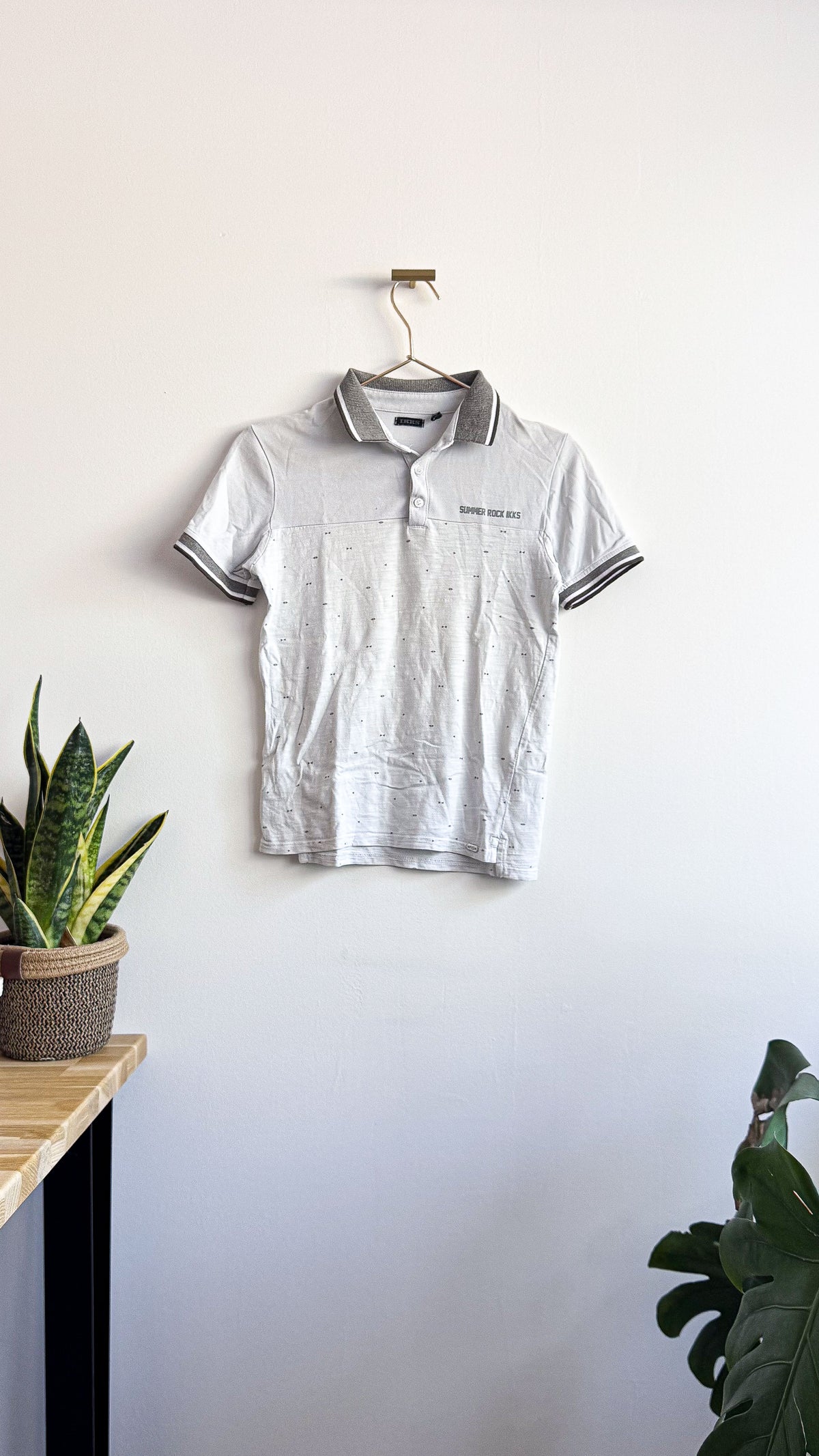 Polo gris chiné pois "Summer Rock" 10 ans - IKKS