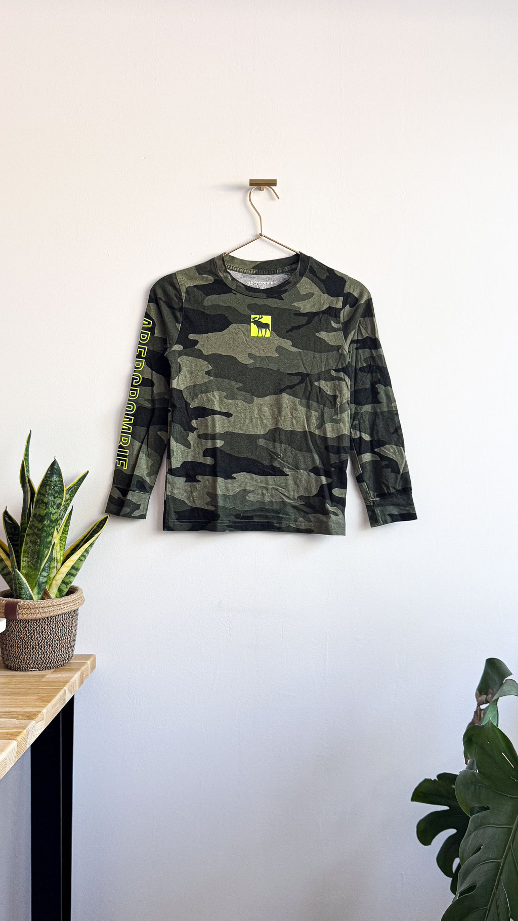 T-shirt ML camouflage logo élan 7/8 ans - Abercrombie Kids