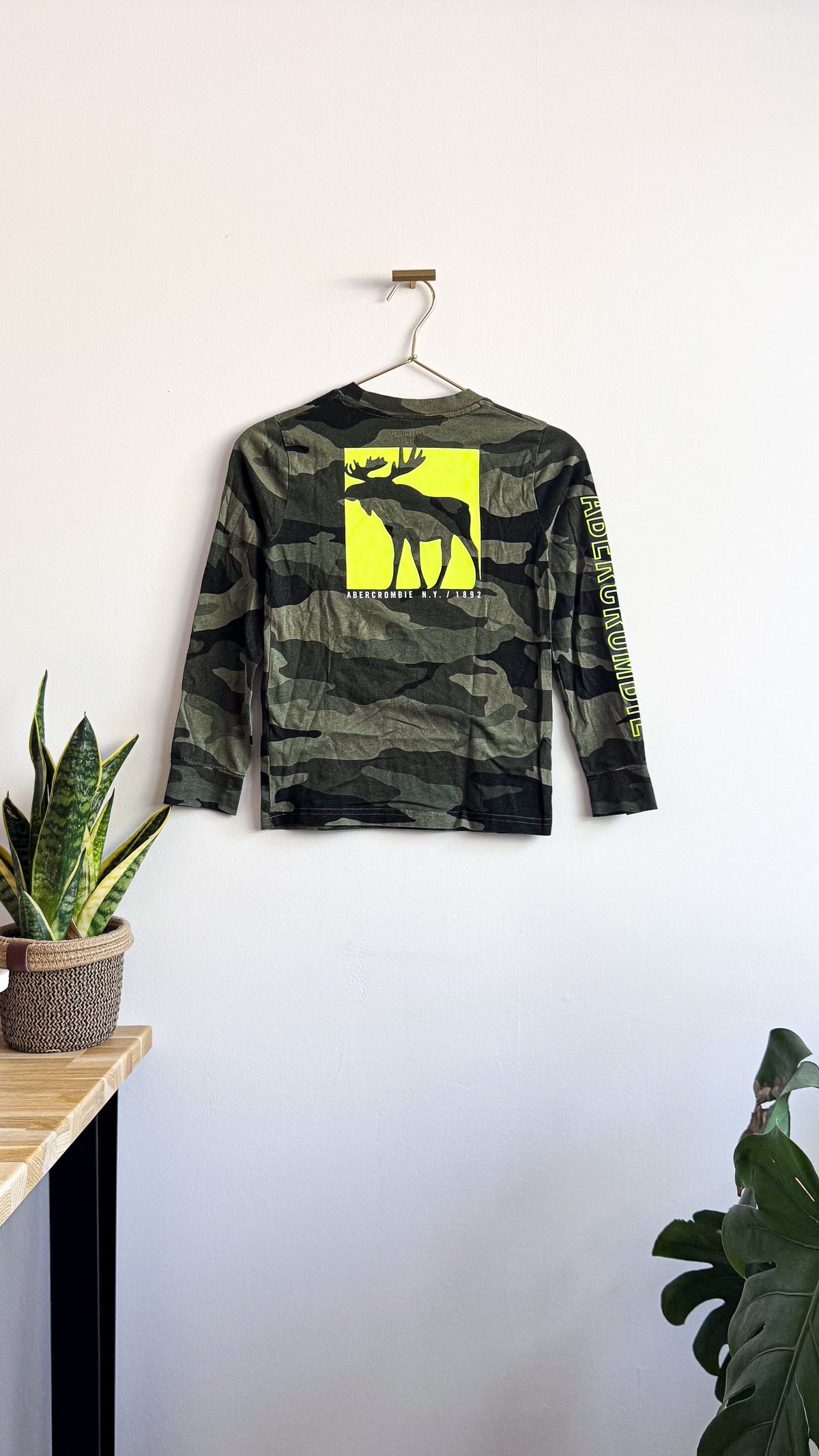 T-shirt ML camouflage logo élan 7/8 ans - Abercrombie Kids