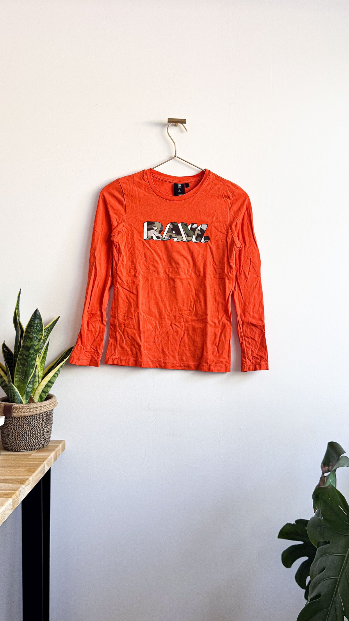 T-shirt ML orange logo "Raw" camouflage 10 ans - G-Star Raw