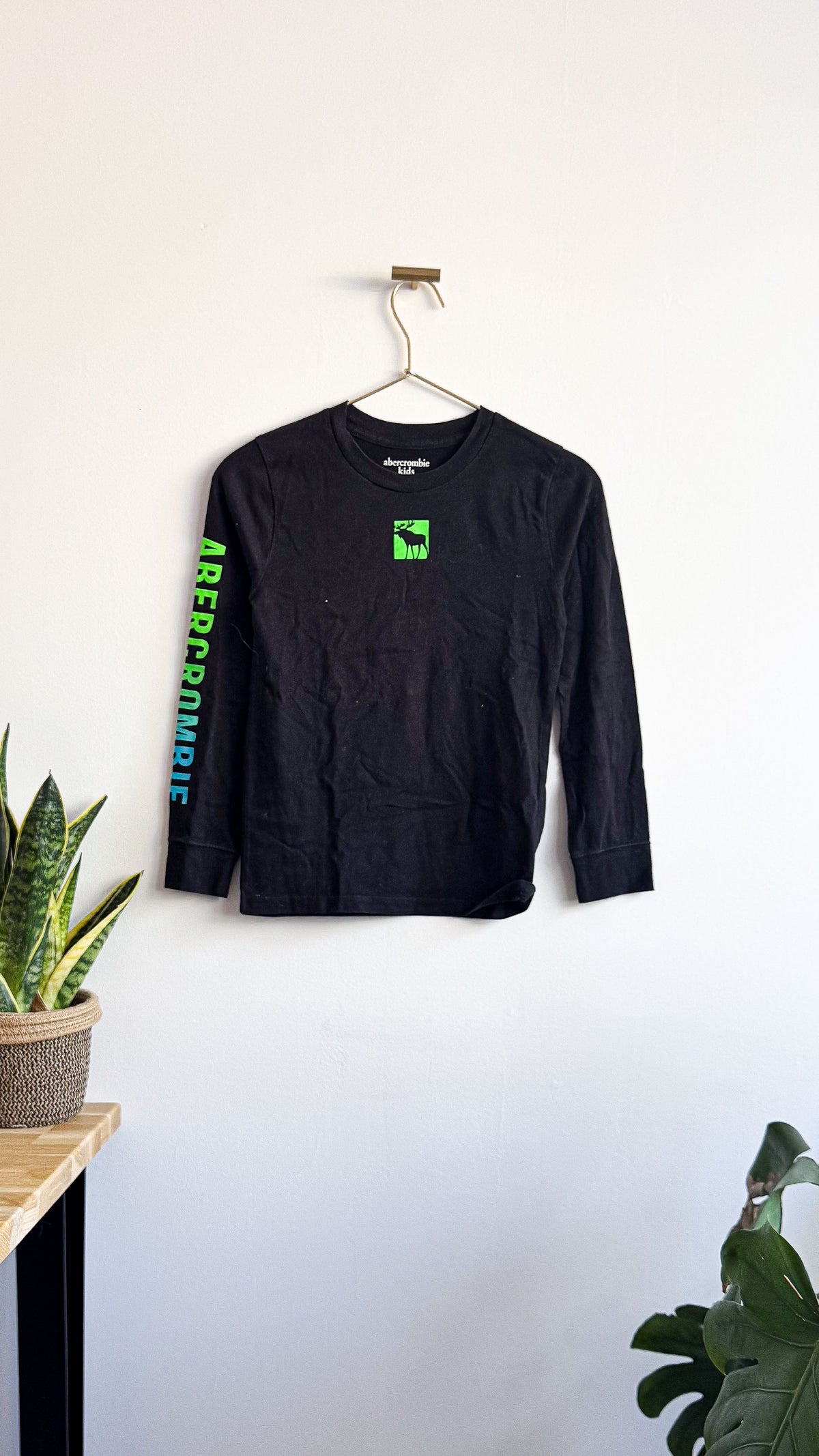 T-shirt ML noir logo élan dégradé 10 ans - Abercrombie Kids