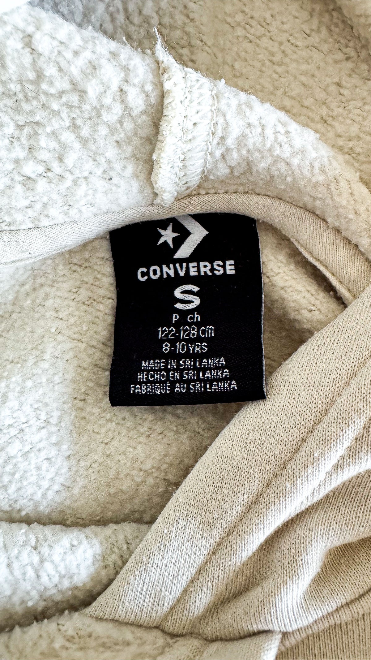 Sweat capuche Converse fille 8-10 ans beige étoile léopard