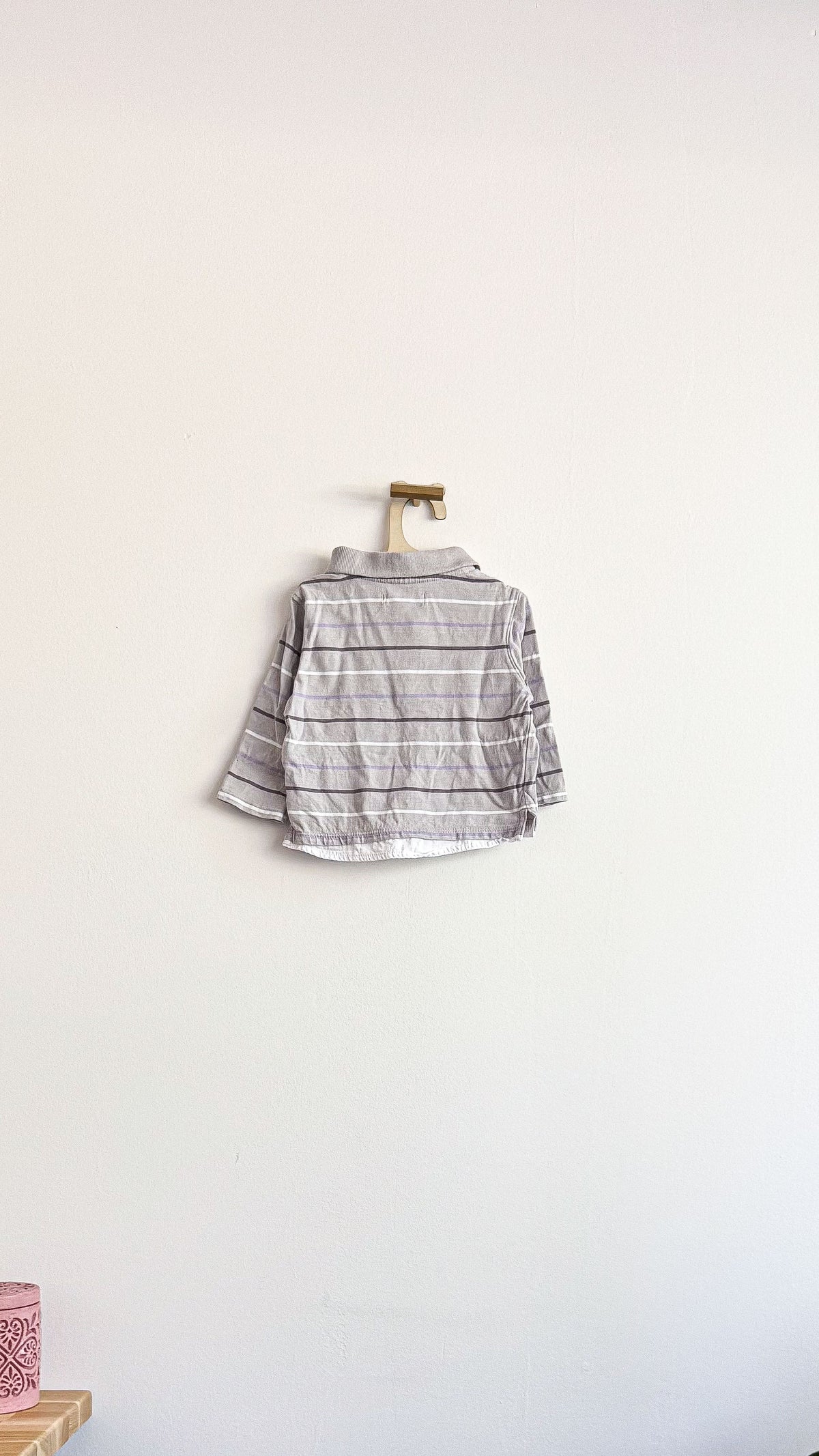 Polo ML rayé gris et lilas 6 mois - Obaïbi Okaïdi